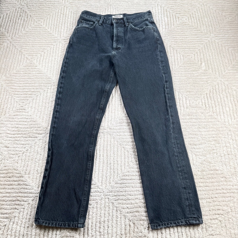 AGOLDE Riley High Rise Straight Crop Jeans Women's 25 Distressed Minimalist Edgy